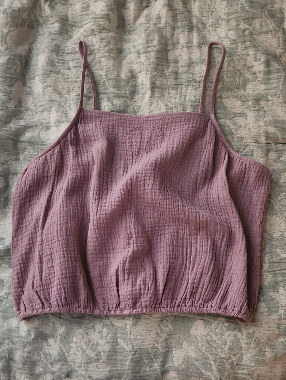 Listicle Mauve Crinkle Gauze Spaghetti Strap Tank Top